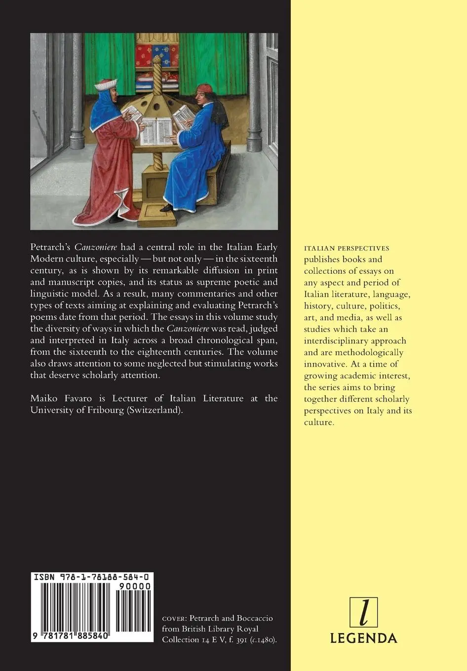 Rückseite: 9781781885840 | Interpreting and Judging Petrarch's Canzoniere in Early Modern Italy