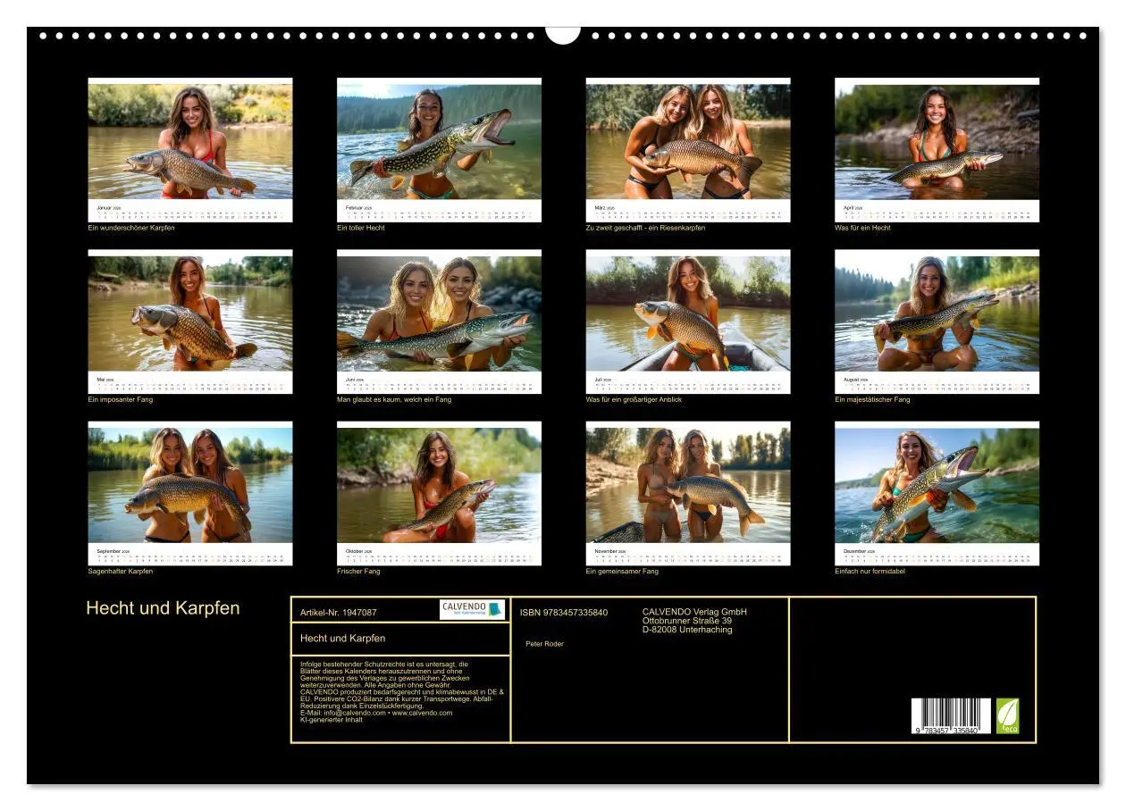 Bild: 9783457335840 | Hecht und Karpfen (Wandkalender 2026 DIN A2 quer), CALVENDO...