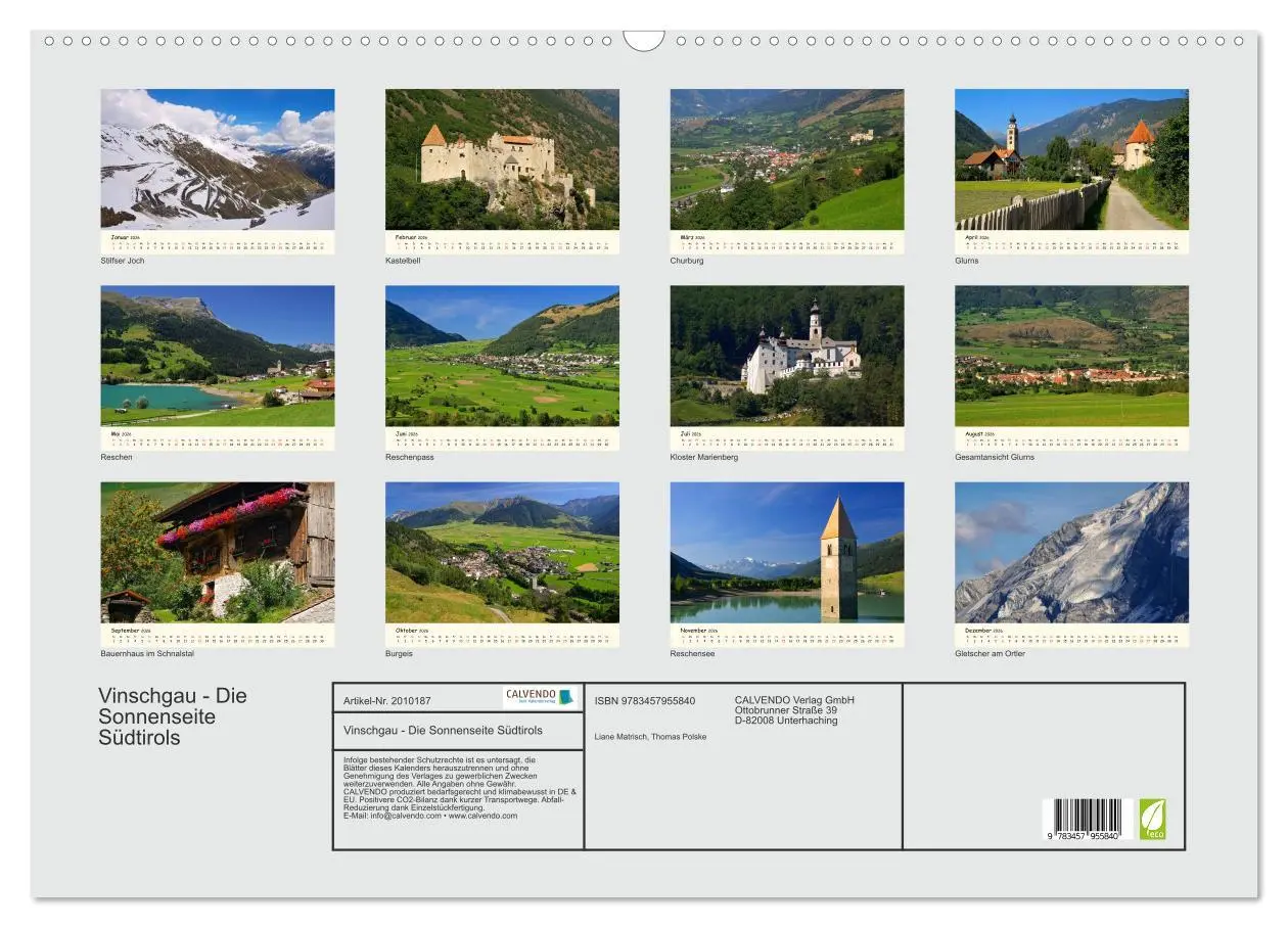 Bild: 9783457955840 | Vinschgau - Die Sonnenseite Südtirols (Wandkalender 2026 DIN A2...