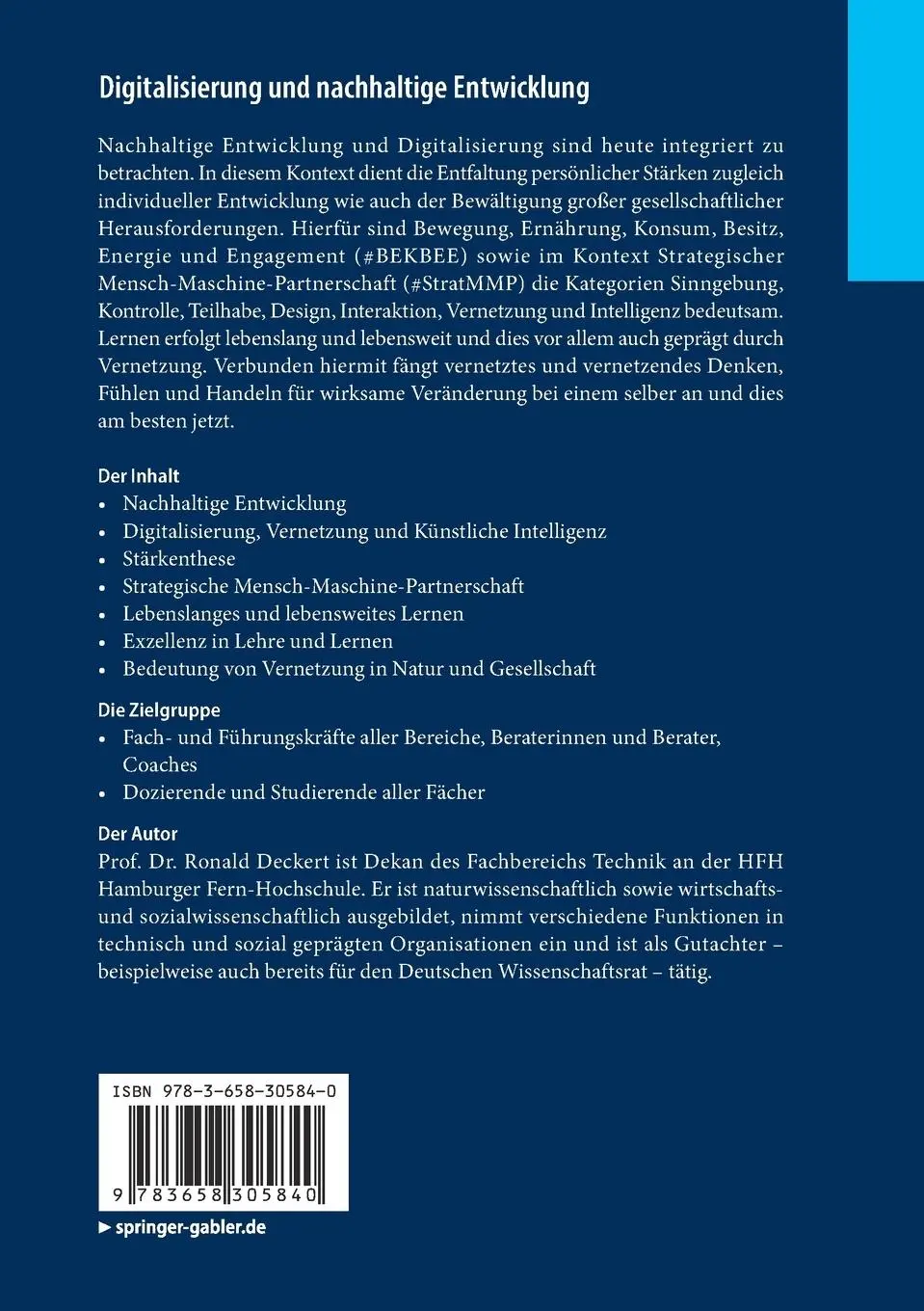 Rückseite: 9783658305840 | Digitalisierung und nachhaltige Entwicklung | Ronald Deckert | Buch