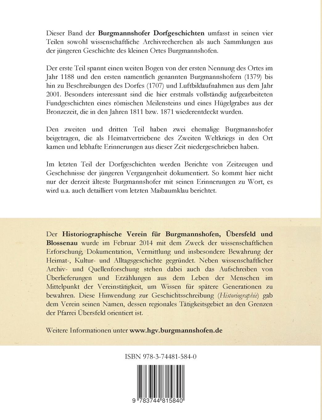 Rückseite: 9783744815840 | Burgmannshofer Dorfgeschichten | Tobias Weigl | Taschenbuch | 172 S.