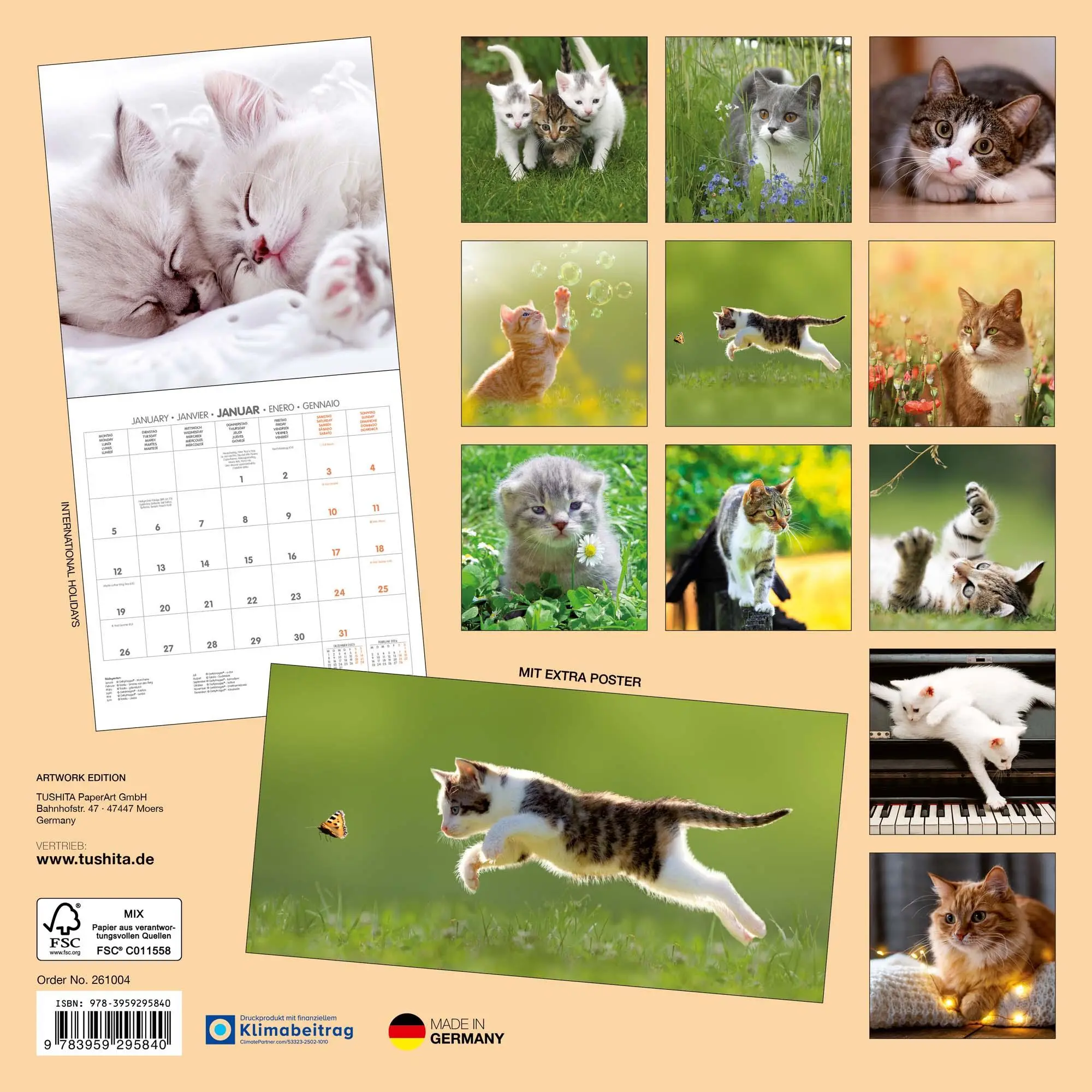 Rückseite: 9783959295840 | Katzen/Cats 2026 | Kalender 2026 | Kalender | Artwork Edition | 28 S.