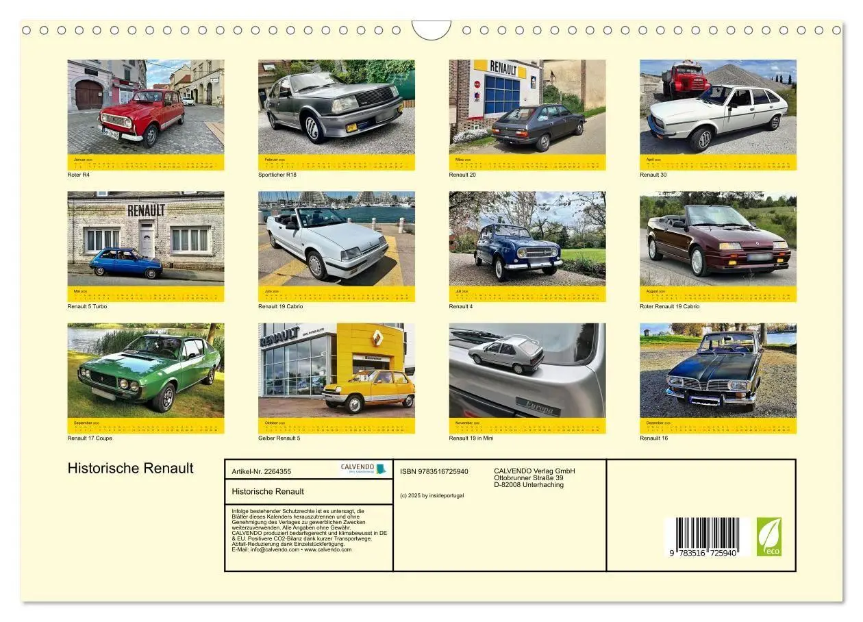 Bild: 9783516725940 | Historische Renault (Wandkalender 2026 DIN A3 quer), CALVENDO...