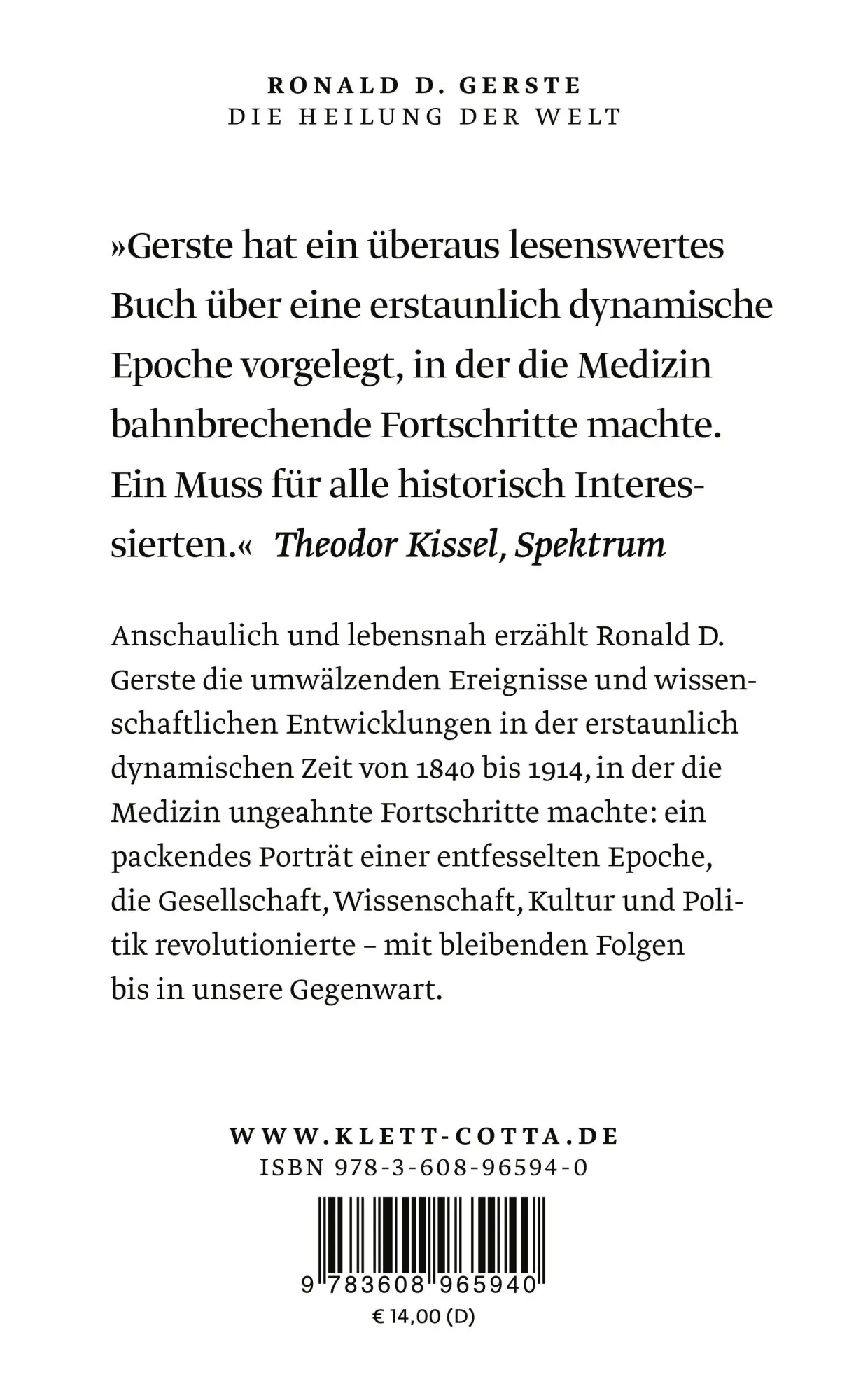 Rückseite: 9783608965940 | Die Heilung der Welt | Das Goldene Zeitalter der Medizin 1840-1914