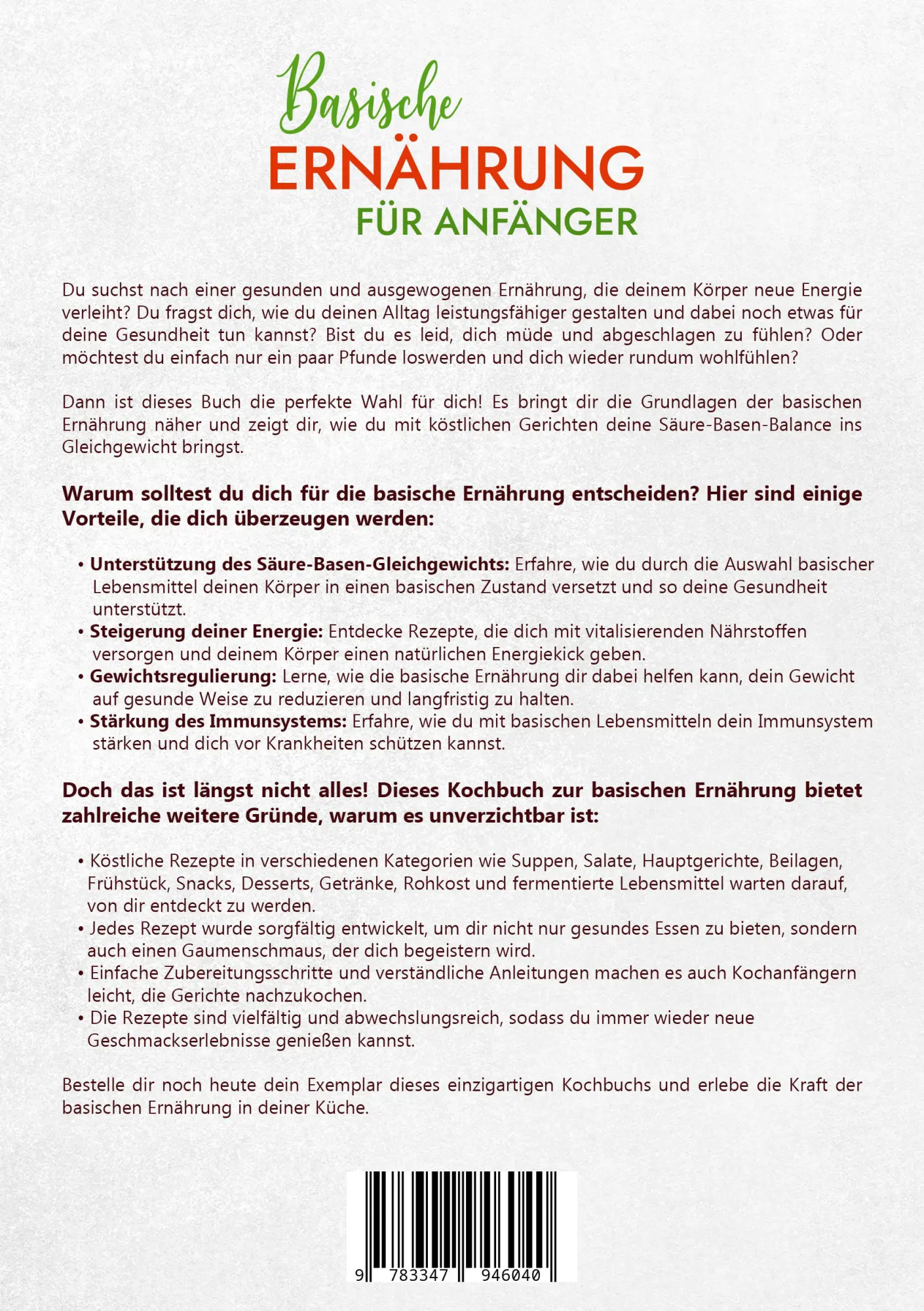 Rückseite: 9783347946040 | Basische Ernährung für Anfänger | Marie Neumann | Taschenbuch | 124 S.