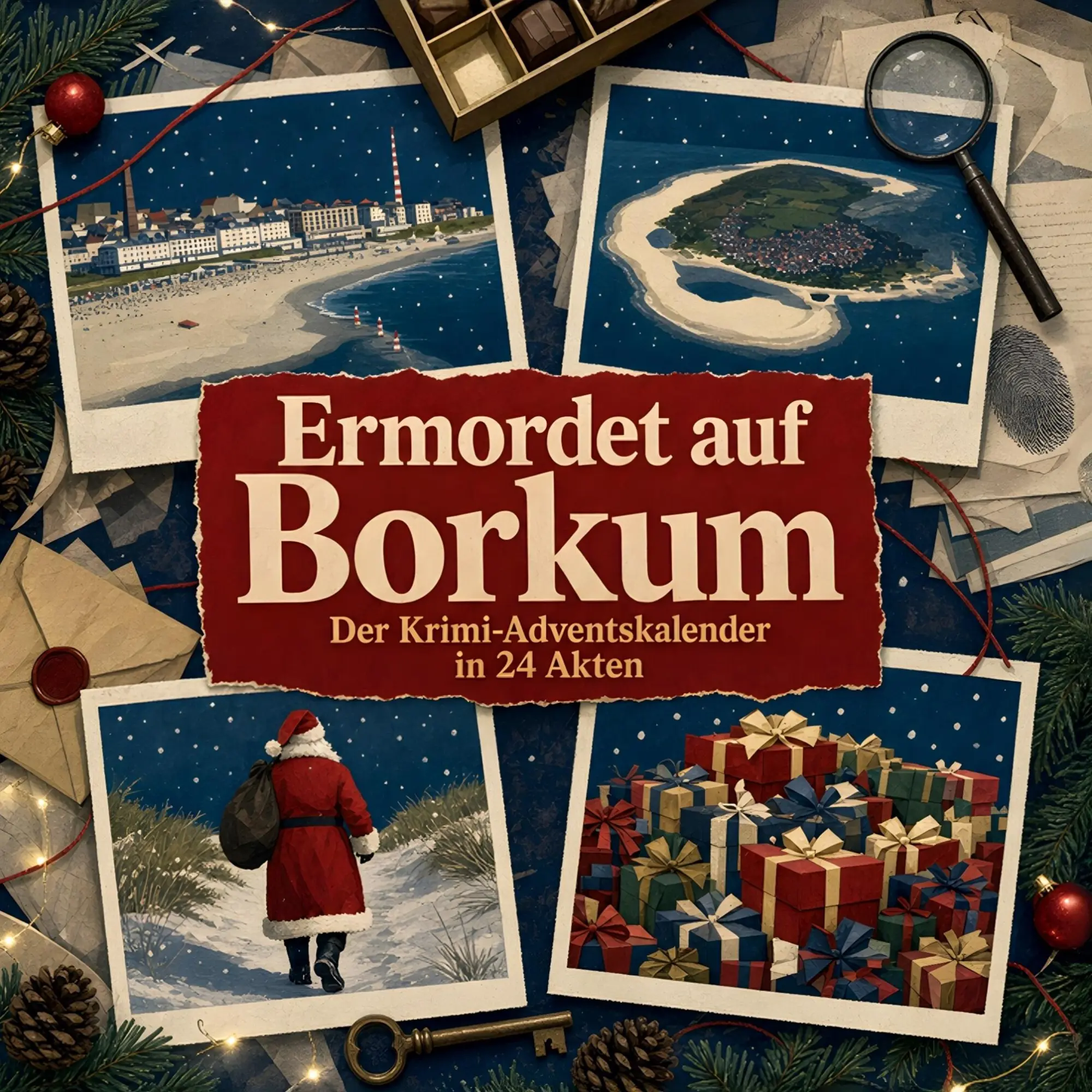 Cover: 9783696116040 | Ermordet auf Borkum | Der Krimi-Adventskalender in 24 Akten | Schwarz