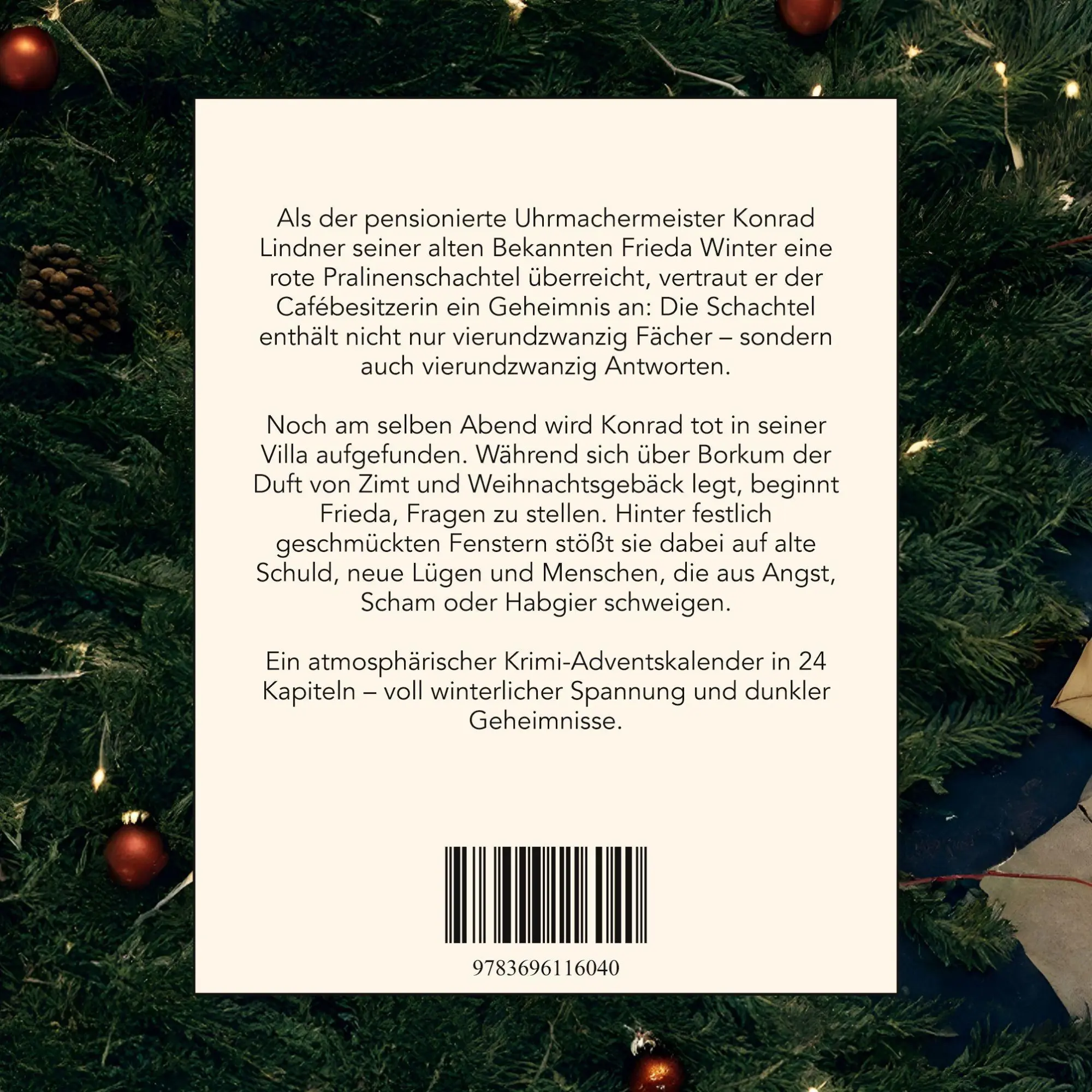 Rückseite: 9783696116040 | Ermordet auf Borkum | Der Krimi-Adventskalender in 24 Akten | Schwarz