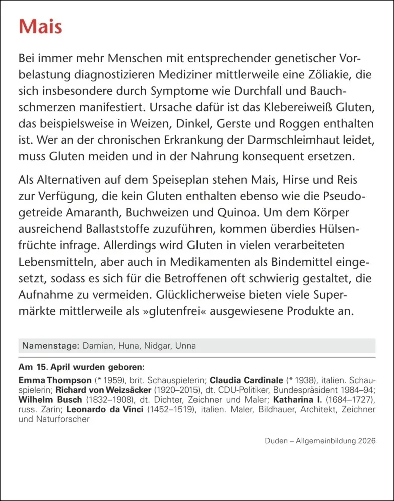 Bild: 9783840036040 | Duden Allgemeinbildung Tagesabreißkalender 2026 - Wissen und Quizzen