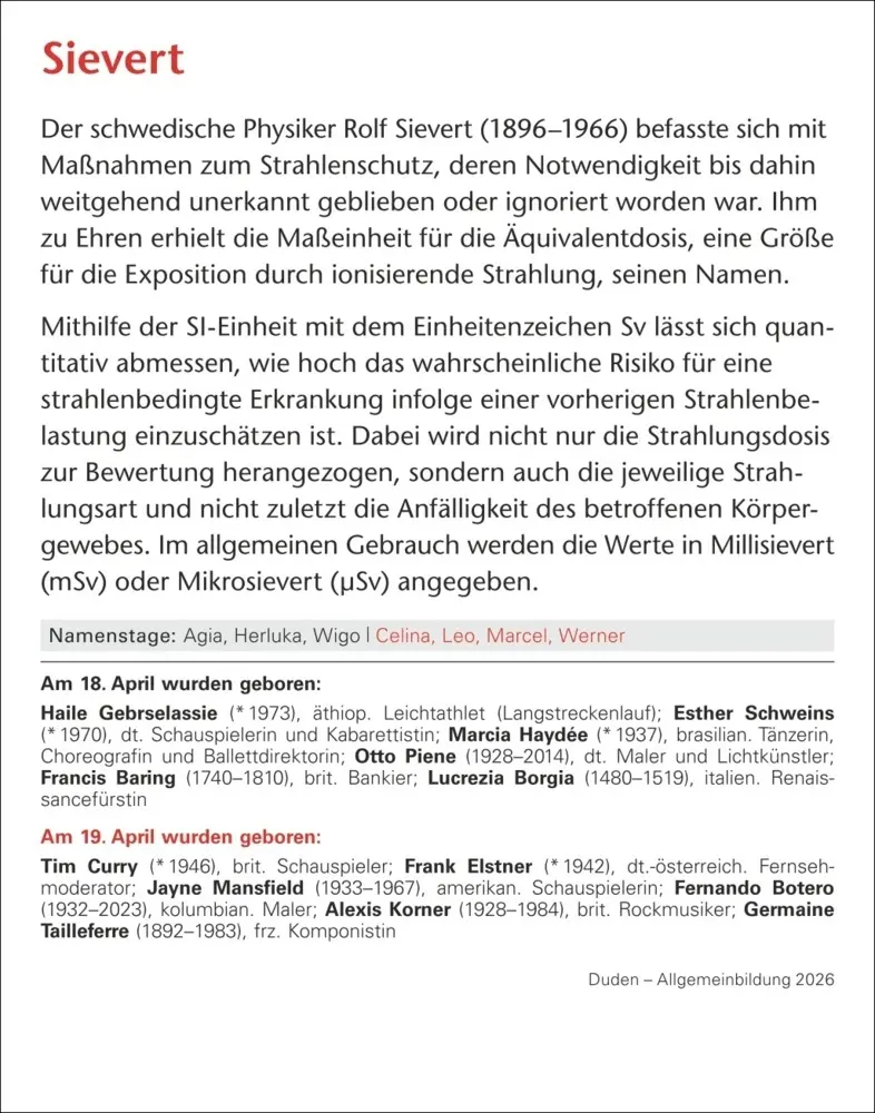 Bild: 9783840036040 | Duden Allgemeinbildung Tagesabreißkalender 2026 - Wissen und Quizzen