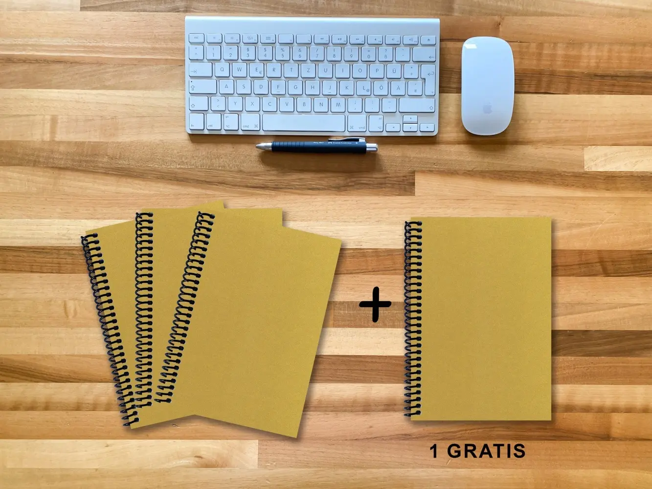 A 5 Notizbuch - Set, 3+1 gratis, Luxury 80 Seiten GOLD GMUND SHIMMER, to do