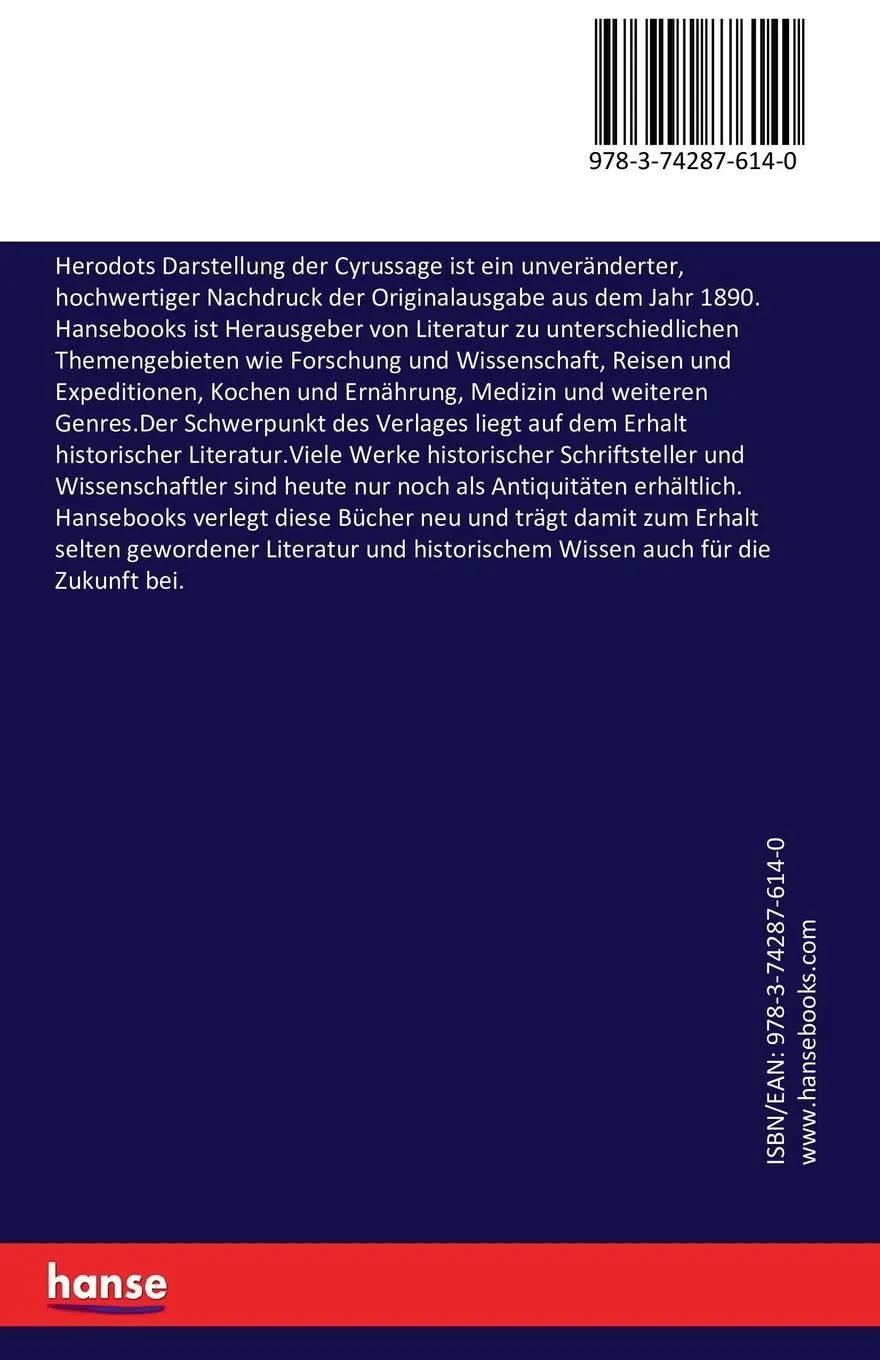 Rückseite: 9783742876140 | Herodots Darstellung der Cyrussage | Rudolf Schubert | Taschenbuch
