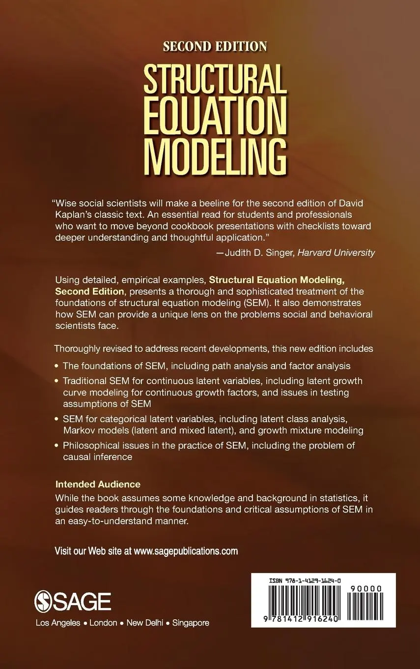 Rückseite: 9781412916240 | Structural Equation Modeling | Foundations and Extensions | Kaplan