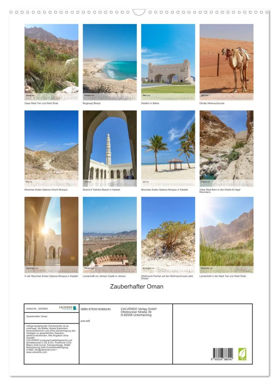 Bild: 9783516386240 | Zauberhafter Oman (Wandkalender 2026 DIN A2 hoch), CALVENDO...