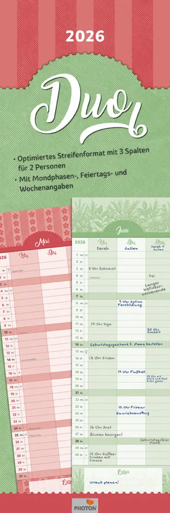 Cover: 9783911156240 | Planer "DUO" Kalender 2026 | PHOTON® Verlag | Kalender | 15 S. | 2026