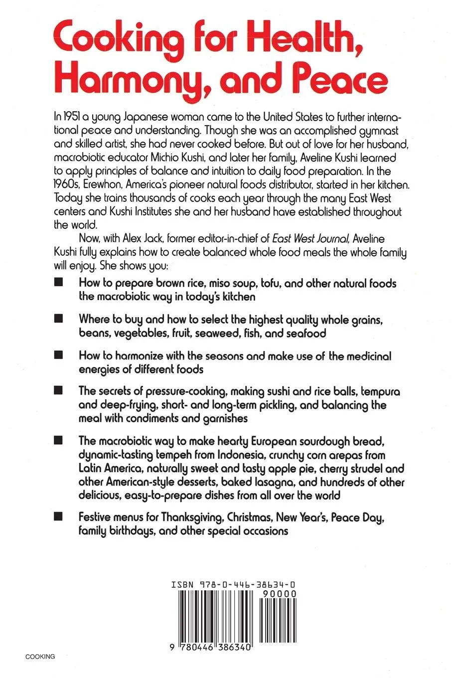Rückseite: 9780446386340 | Complete Guide to Macrobiotic Cooking | For Health, Harmony, and Peace