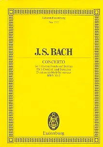 Cover: 9790200206340 | Concerto 3Cemb Re M.(Conc.Per Vn,Fl,Ob)(Bmw1063) | Bach