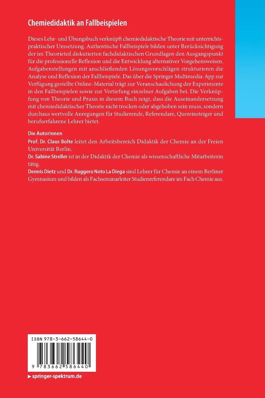 Rückseite: 9783662586440 | Chemiedidaktik an Fallbeispielen | Sabine Streller (u. a.) | Buch | IX