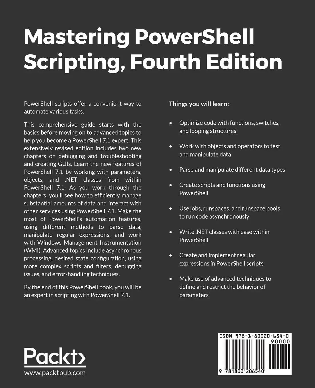 Rückseite: 9781800206540 | Mastering PowerShell Scripting - Fourth Edition | Chris Dent | Buch