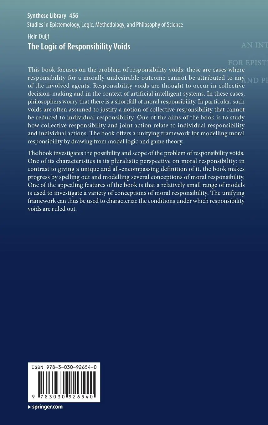 Rückseite: 9783030926540 | The Logic of Responsibility Voids | Hein Duijf | Buch | xi | Englisch