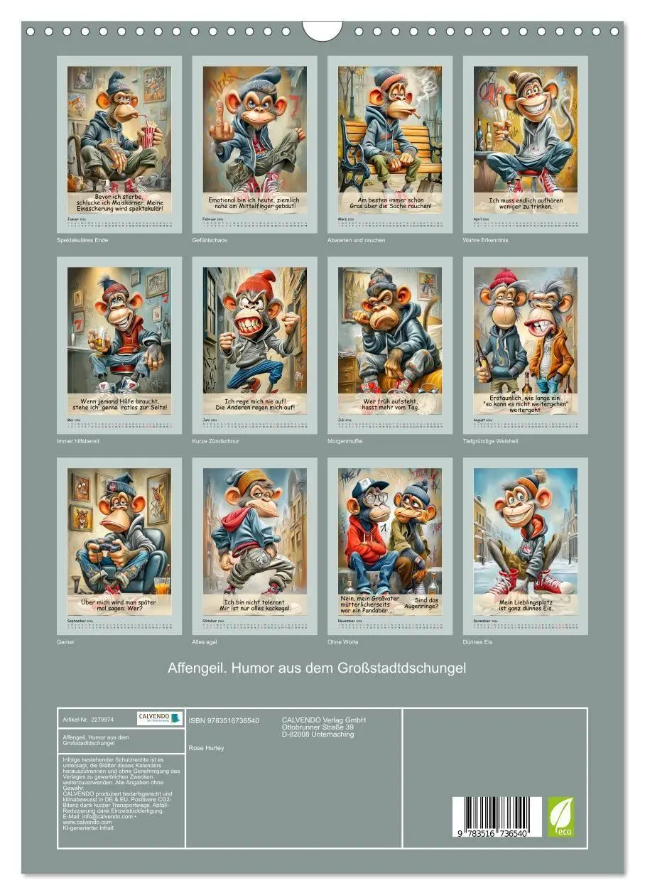 Bild: 9783516736540 | Affengeil. Humor aus dem Großstadtdschungel (Wandkalender 2026 DIN...