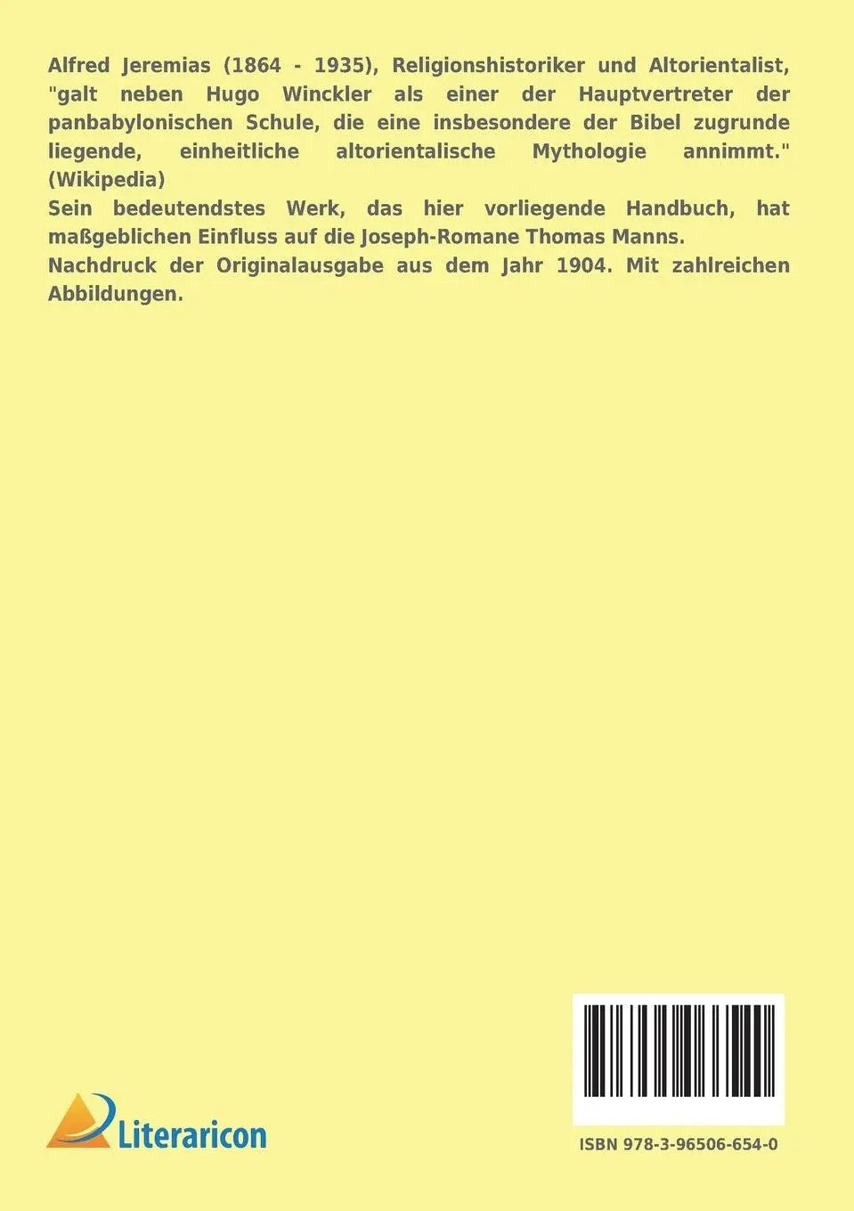 Rückseite: 9783965066540 | Das Alte Testament im Lichte das alten Orients | Alfred Jeremias