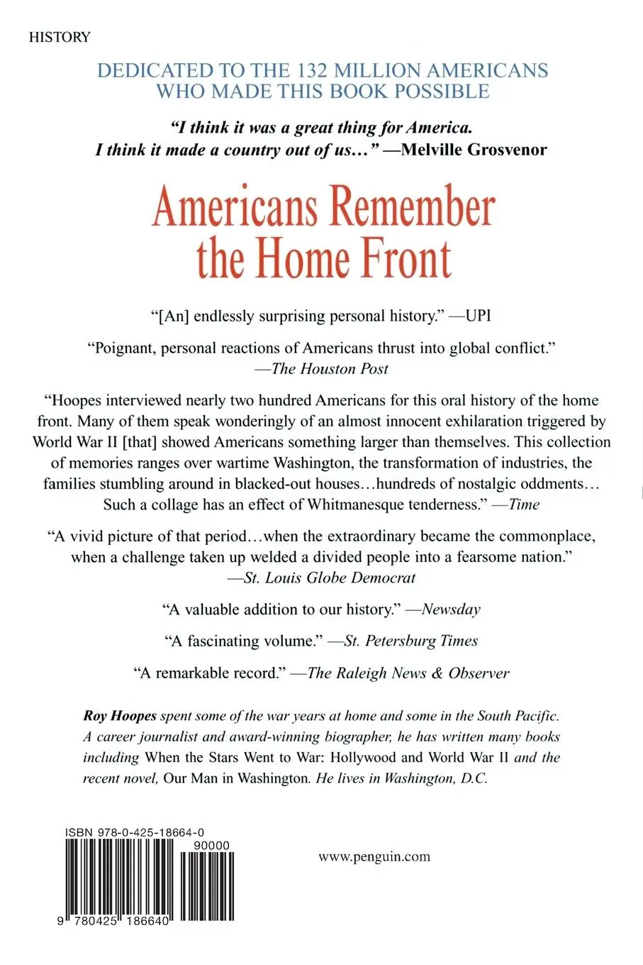 Rückseite: 9780425186640 | Americans Remember the Homefront | Roy Hoopes | Taschenbuch | Englisch