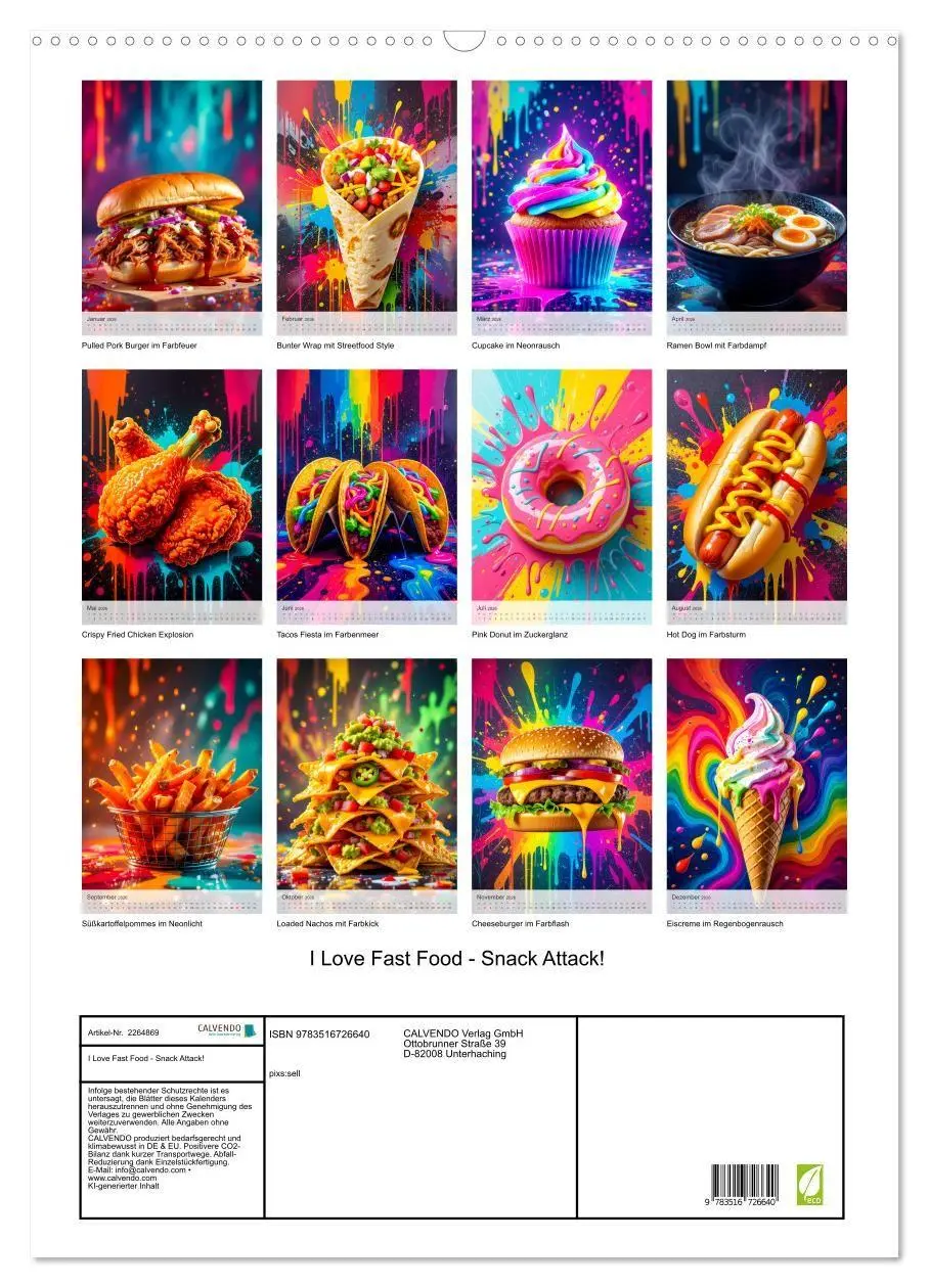 Bild: 9783516726640 | I Love Fast Food - Snack Attack! (Wandkalender 2026 DIN A2 hoch),...