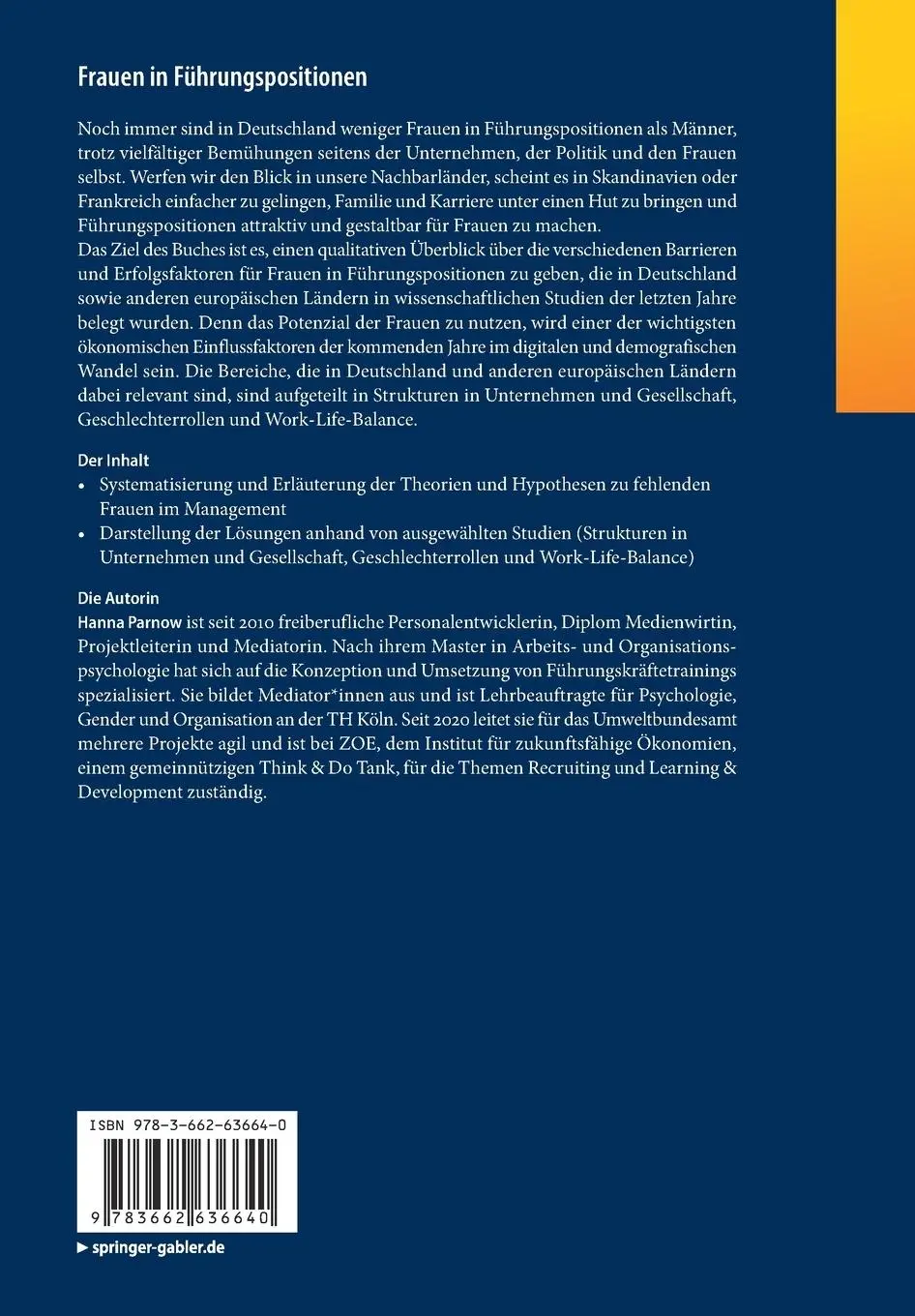 Rückseite: 9783662636640 | Frauen in Führungspositionen | Hanna Parnow | Taschenbuch | xiv | 2022