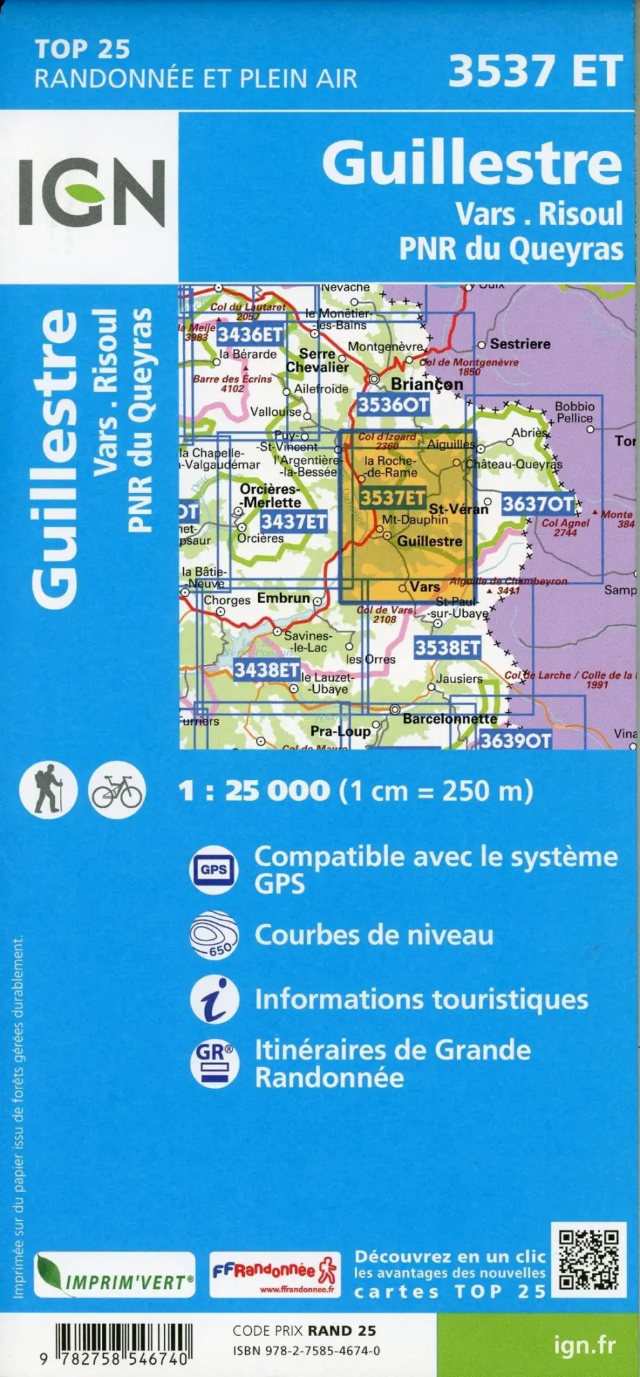 Bild: 9782758546740 | Guillestre. Vars. Risoul. Parc National du Queyras 1 : 25 000 | 2019