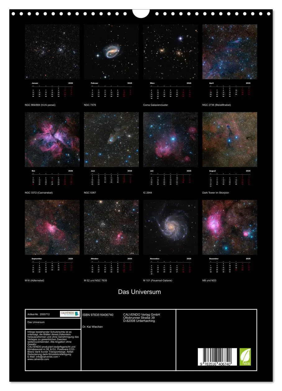 Bild: 9783516406740 | Das Universum (Wandkalender 2026 DIN A3 hoch), CALVENDO Monatskalender