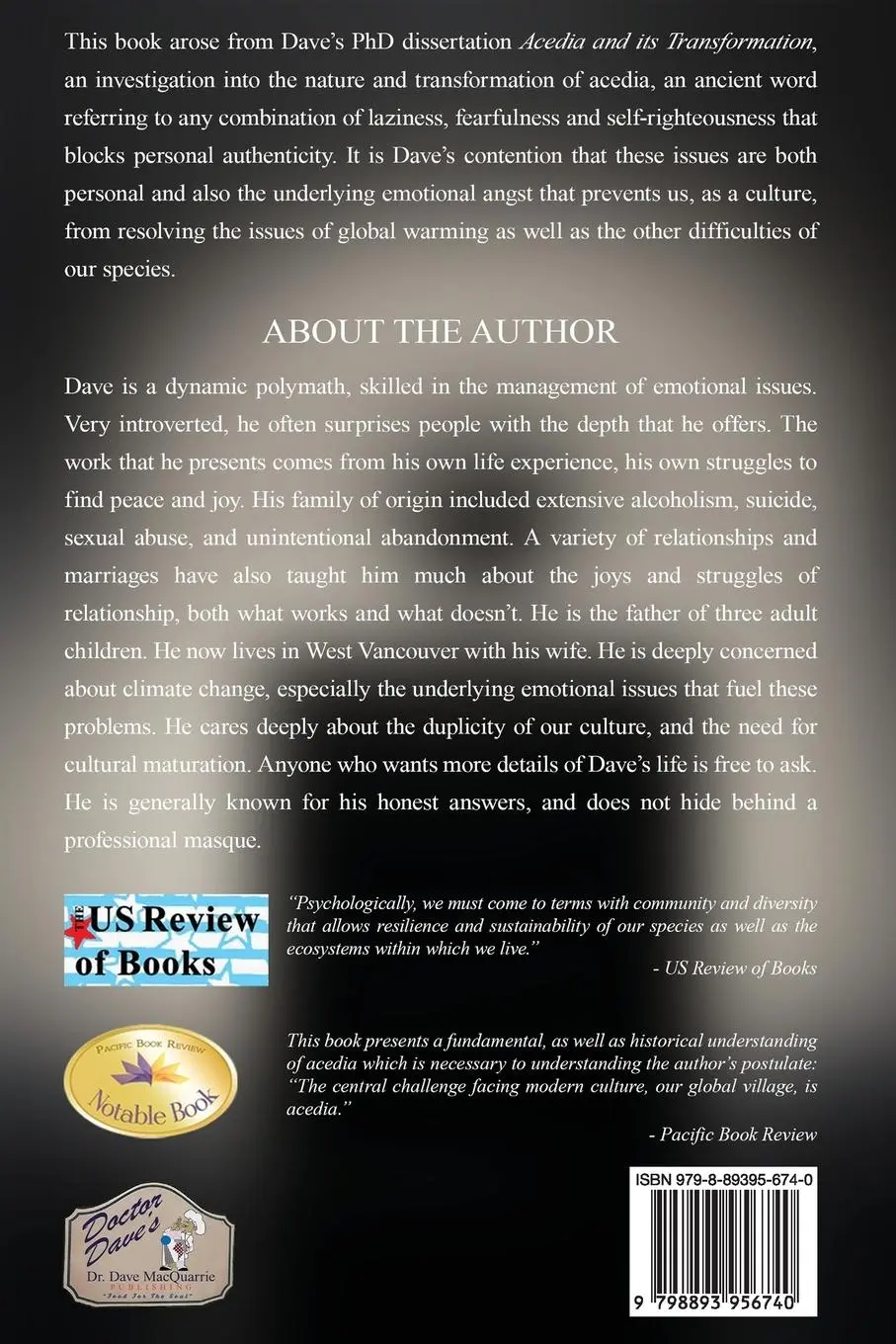Rückseite: 9798893956740 | Acedia, The Darkness Within | and The Darkness of Climate Change | MD