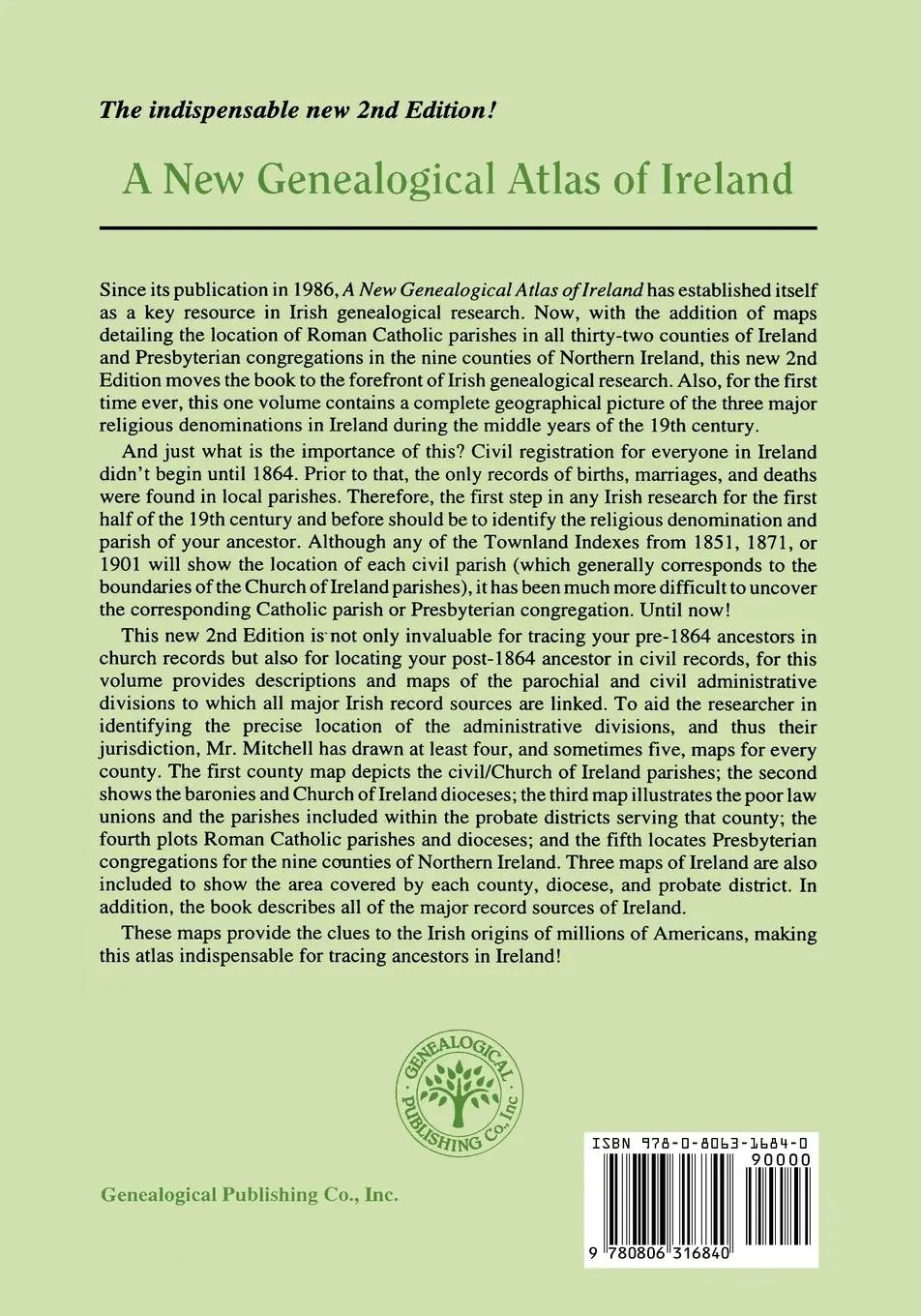 Rückseite: 9780806316840 | New Genealogical Atlas of Ireland. Second Edition | Brian Mitchell