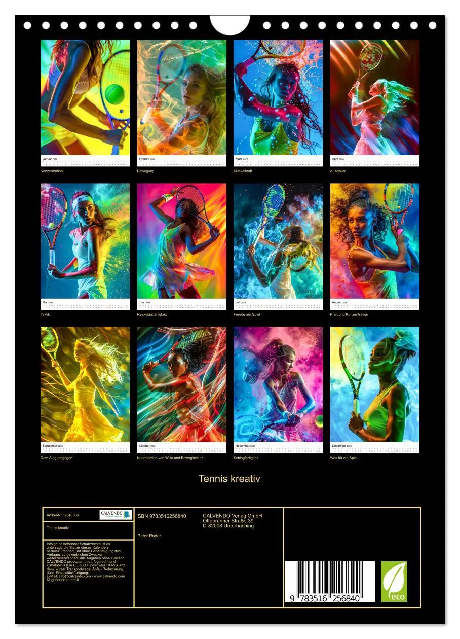 Bild: 9783516256840 | Tennis kreativ (Wandkalender 2026 DIN A4 hoch), CALVENDO...