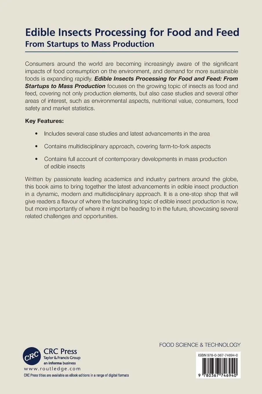 Rückseite: 9780367746940 | Edible Insects Processing for Food and Feed | Simona Grasso (u. a.)