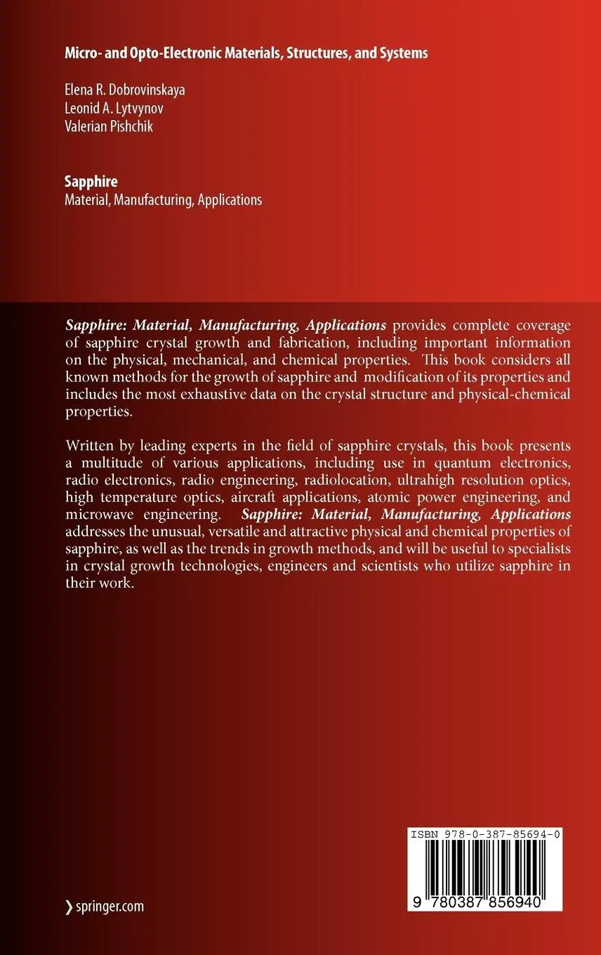 Rückseite: 9780387856940 | Sapphire | Material, Manufacturing, Applications | Buch | xx | 2009