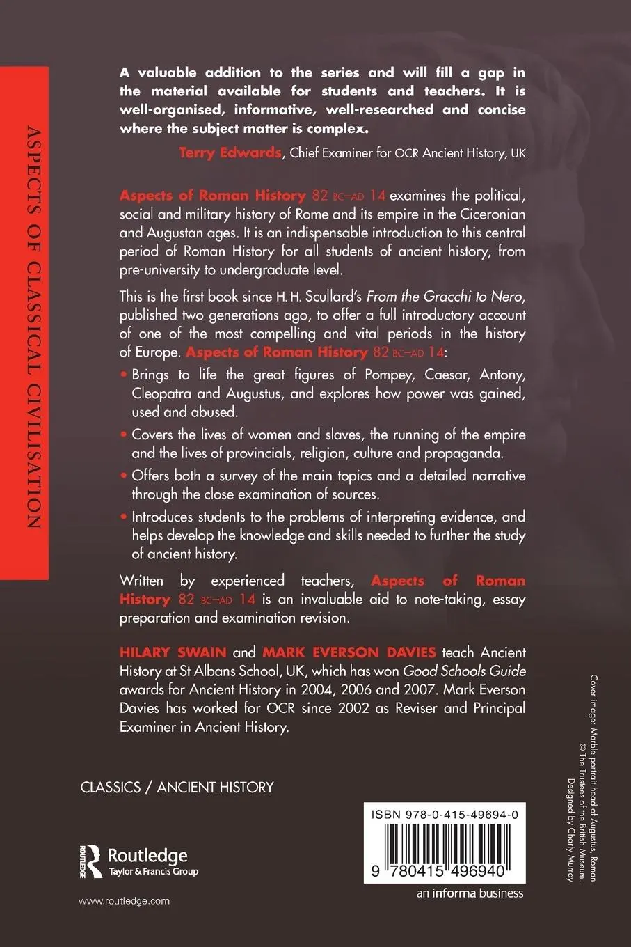 Rückseite: 9780415496940 | Aspects of Roman History 82BC-AD14 | A Source-based Approach | Buch