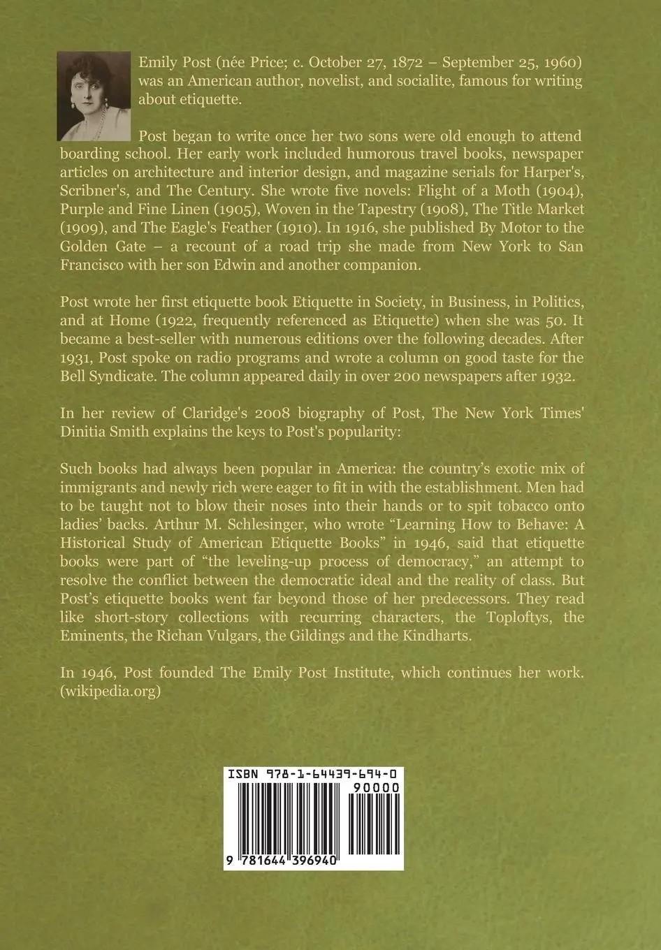 Rückseite: 9781644396940 | Etiquette | In Society, In Business, In Politics and at Home | Post