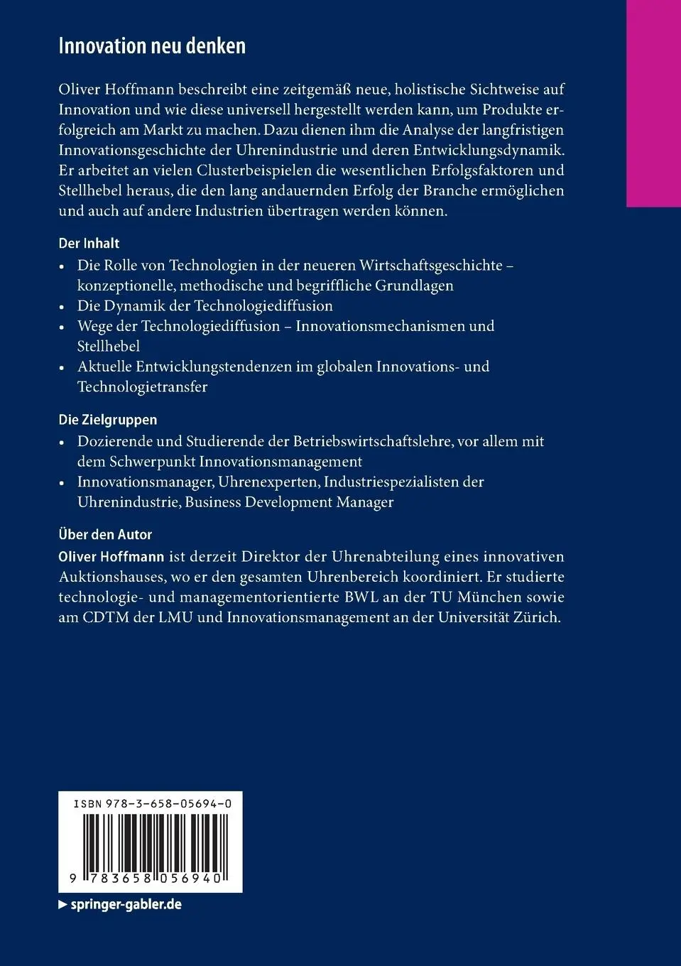 Rückseite: 9783658056940 | Innovation neu denken | Oliver Hoffmann | Taschenbuch | xv | Deutsch