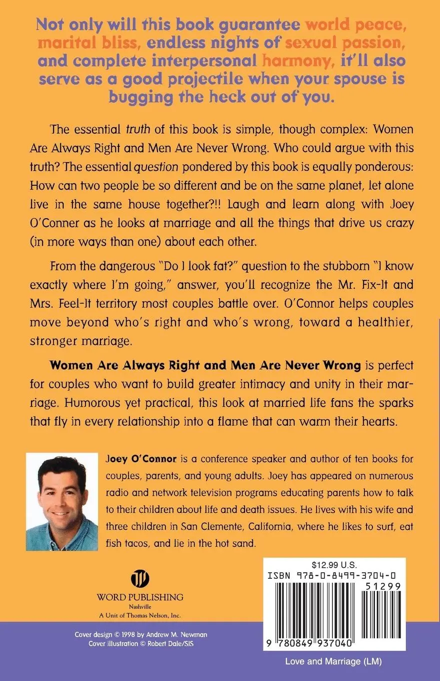 Rückseite: 9780849937040 | Women Are Always Right and Men Are Never Wrong | Joey O'Connor (u. a.)