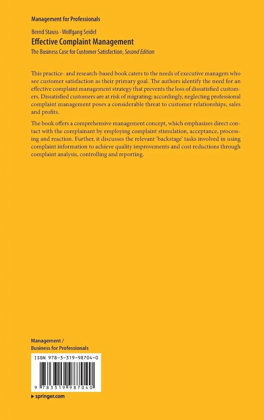 Rückseite: 9783319987040 | Effective Complaint Management | Wolfgang Seidel (u. a.) | Buch | ix