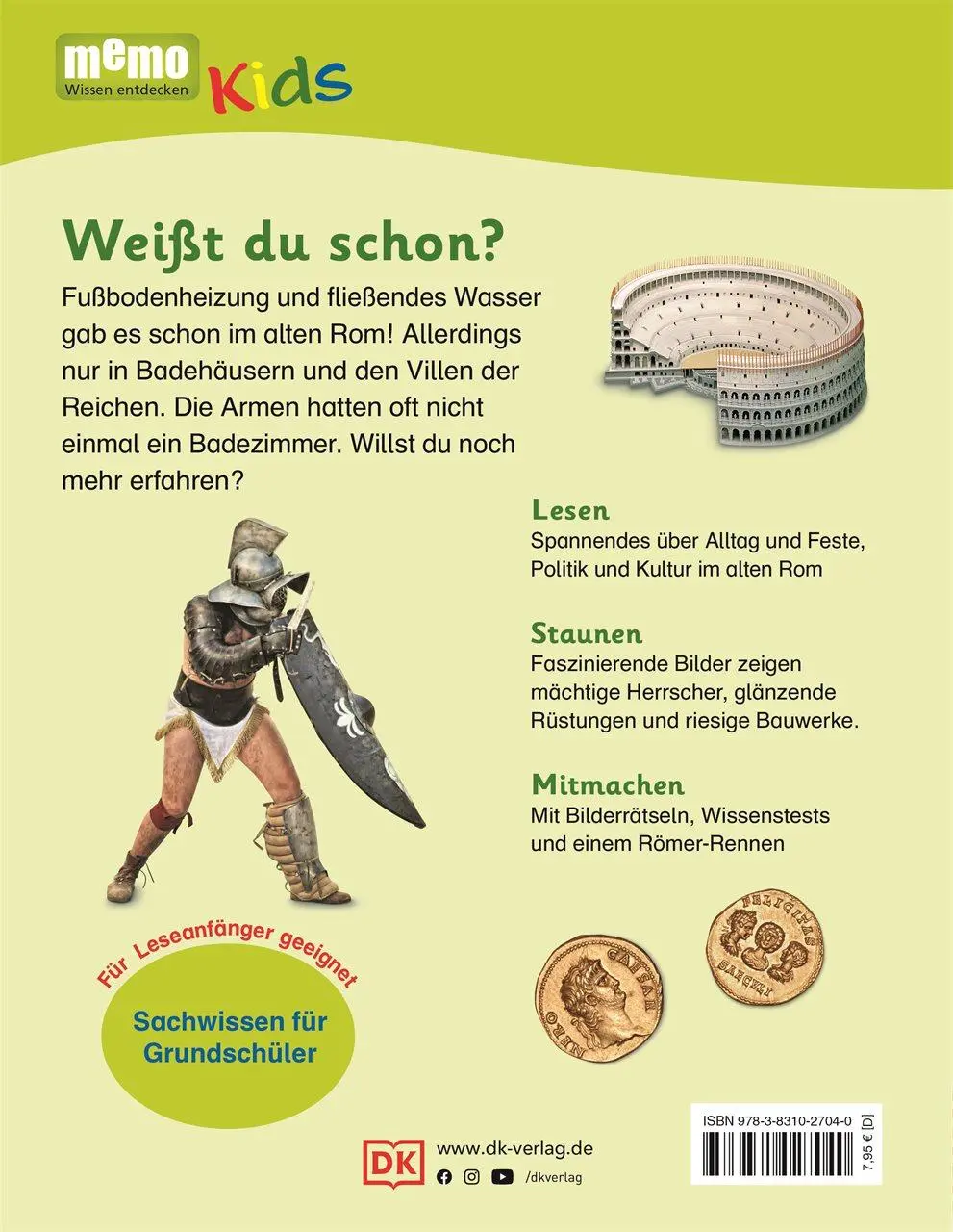 Rückseite: 9783831027040 | memo Kids. Das alte Rom | Kaiser, Sklaven, Gladiatoren | Kids | Buch