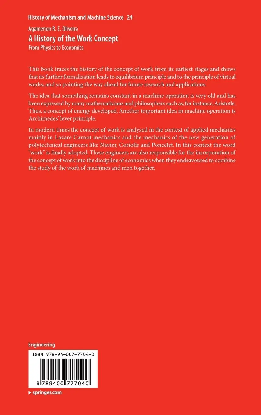 Rückseite: 9789400777040 | A History of the Work Concept | From Physics to Economics | Oliveira