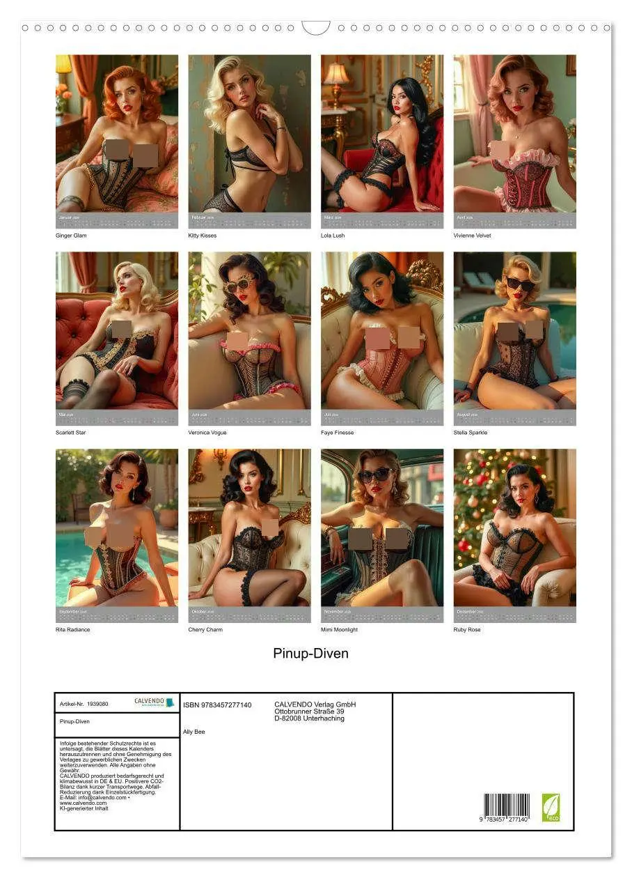 Bild: 9783457277140 | Pinup-Diven (Wandkalender 2026 DIN A2 hoch), CALVENDO Monatskalender