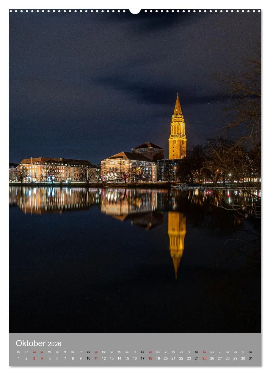 Bild: 9783516367140 | Kiel im Dunkeln. (Wandkalender 2026 DIN A2 hoch), CALVENDO...