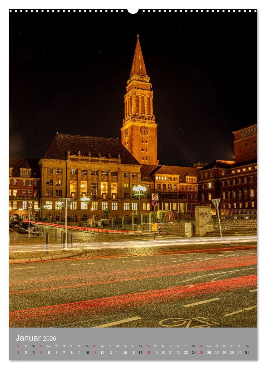 Bild: 9783516367140 | Kiel im Dunkeln. (Wandkalender 2026 DIN A2 hoch), CALVENDO...