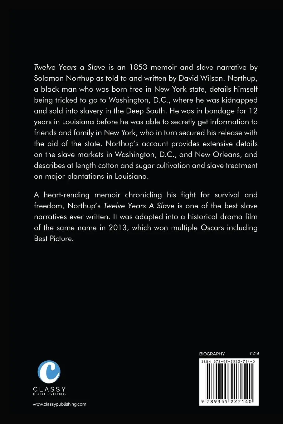 Rückseite: 9789355227140 | Twelve Years a Slave | Solomon Northup | Taschenbuch | Englisch | 2024