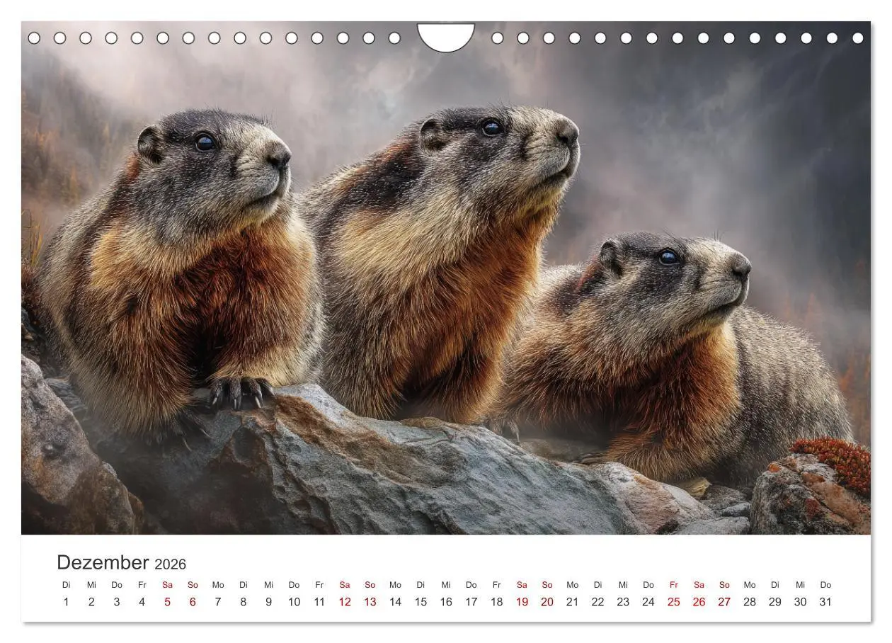 Bild: 9783516597240 | Alpenplüsch - Mit Murmeltieren durchs Jahr (Wandkalender 2026 DIN...