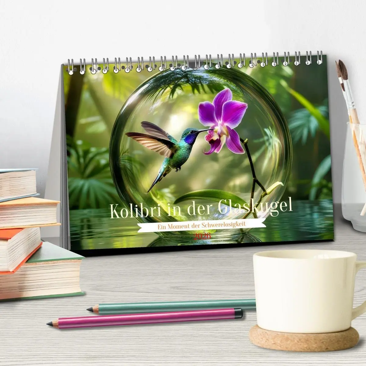 Bild: 9783516667240 | Kolibri in der Glaskugel (Tischkalender 2026 DIN A5 quer), CALVENDO...