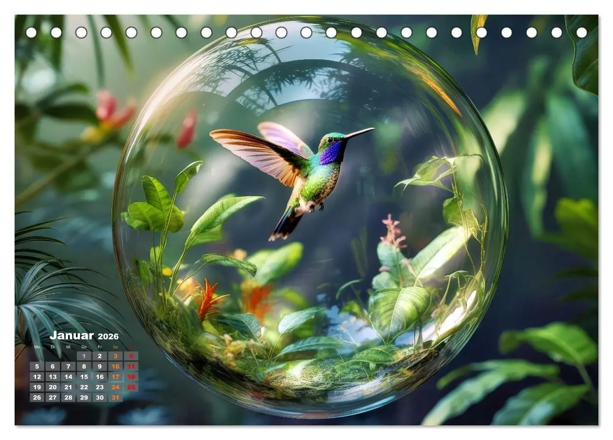 Bild: 9783516667240 | Kolibri in der Glaskugel (Tischkalender 2026 DIN A5 quer), CALVENDO...