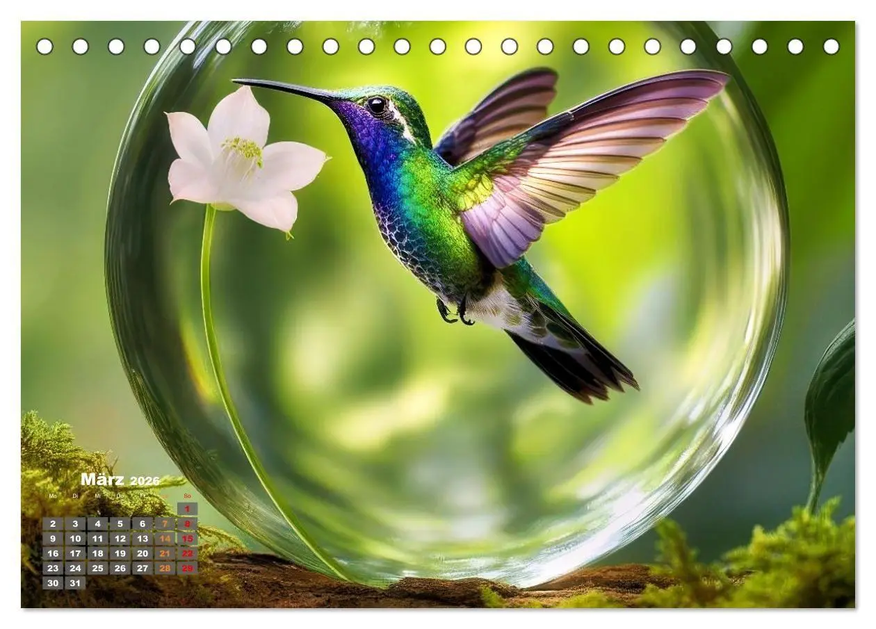 Bild: 9783516667240 | Kolibri in der Glaskugel (Tischkalender 2026 DIN A5 quer), CALVENDO...